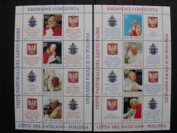 Vatikan 1474/81 KB/sheet, **/MNH, Pastoralreisen Johannes Pauls II. Nach Polen - Blocs & Feuillets