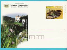 Poland 2003,entire,postcard,  Park National Parc (2), Animals Animaux, Bat Mountains Montagnes,castle Chateau Flowers - Pipistrelli