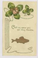 Poisson D'Avril : Trèfle à 4 Feuilles, 1906 - Motif Art Nouveau, Carte Gaufrée *f5564 - 1° Aprile (pesce Di Aprile)