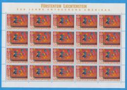 LIECHTENSTEIN - Europa 1992   I° - Blocks & Sheetlets & Panes