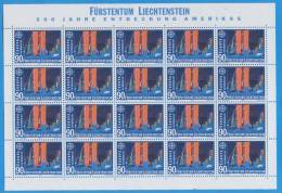 LIECHTENSTEIN - Europa 1992   II° - Blocs & Feuillets