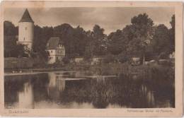 Rothenburger Weiher Mit Faulturm, Dinkelsbuhl, Germany, Vintage Postcard As Scan - Dinkelsbühl