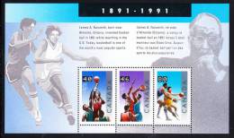 Canada MNH Scott #1344 Souvenir Sheet Of 3 Basketball Centenary - Unused Stamps
