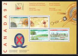 Canada MNH Scott #1407a Souvenir Sheet Of 4 Montreal, Ville-Marie, Exploration, Encounter - Canada 92 Youth Exh - Neufs