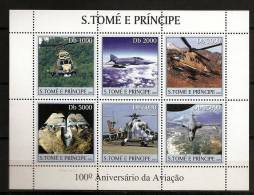 Saint Thomas Sao Tome 2003 N° 1590 / 5** Aviation, Hélicoptères, Avions, Tigre, Avion De Chasse, Nuages, Montagnes - Sao Tome And Principe