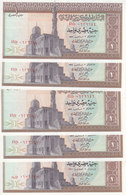 EGYPT 1 EGP 1971 P-44 Sig/ZENDO #14 LOT X5 UNC NOTES */* - Egypt