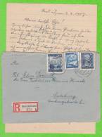Sur Enveloppe Recomandée + Lettre - AUTRICHE - 1 Timbre Cachet 1947 Et Vignette RIED (Innskreis) - Brieven En Documenten