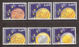 Timbre Luxmbourg Y&T N°1497 à 1502 (1) **. Série De 6 Timbres Représentant 6 Pièces D´Euro.  Cote 11.50 € - Ongebruikt