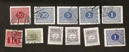 OS.11-1-2. Czechoslovakia, LOT Set Of 11 - 1928 Doplatne 1koruna 2 Koruny 5 & 20 Korun 50 Haleru 10 Porto 150 Kcs Number - Portomarken