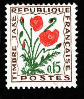 TAXE   N°  97  -    Fleurs  Des Champs   Coquelicot  15c -  NEUF* - 1960-.... Usados