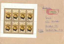 Germany DDR 1988 Registered Cover From Leipzig Franked With Miniature Sheet Sundial - Horlogerie