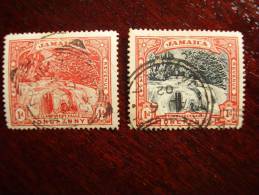 JAMAICA  1900 LLANDOVERY FALLS Issue ONE PENNY Both TYPES USED. - Jamaica (...-1961)
