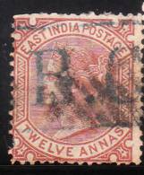 India 1873-76 Queen Victoria 12annas Used - 1858-79 Crown Colony