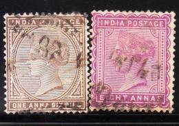 India 1882-87 Queen Victoria 1a6p & 8a Used - 1858-79 Kronenkolonie