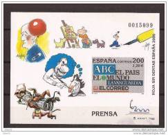 ES3766-LA012TEHC.Spain Espagne EXPO 2000 HOJA SIN DENTAR PRENSA.El Mundo,El Pais,La Vanguardia Etc..LUJO - Hojas Conmemorativas