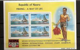 Nauru 1981 N° BF 4 ** Pêche, Bateau De Pêche, Thon, Filet, Wipa, Vienne, Exposition Philatelique, Mode De Vie - Nauru