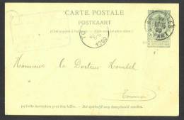 (J500) Belgique - Carte Postale Avec 5 C Du 22 Janvier 1900 De Bruxelles à Tournai - 1893-1907 Coat Of Arms
