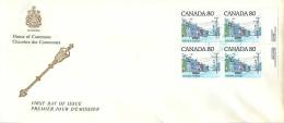 1978  80 Cents Definitive Street Scene Plate Block House Of Commons Cachet Chambre Des Communes Sc 725 - 1971-1980