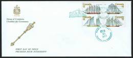 1977 Sail Boats Pl Block House Of Commons Cachet Chambre Des Communes Sc 744-7 - 1971-1980