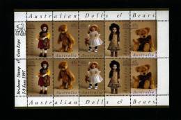 AUSTRALIA - 1997  DOLLS AND TEDDY BEARS  SHEETLET  OVPT BRISBANE STAMP EXPO MINT NH - Blocks & Kleinbögen