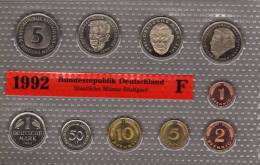 Deutschland 1992 Prägeanstalt F Stg 25€ Stempelglanz Kursmünzensatz Der Staatlichen Münze Stuttgart Set Coin Of Germany - Münz- Und Jahressets