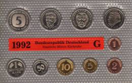 Deutschland 1992 Prägeanstalt G Stg 25€ Stempelglanz Kursmünzensatz Der Staatlichen Münze Karlsruhe Set Coin Of Germany - Münz- Und Jahressets