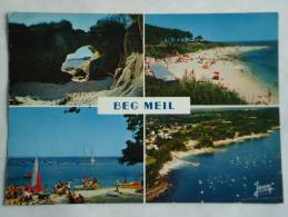 BEG MEIL  ( 29 ) PLAGE DU PORT LA ROCHE PERCEE LA PISCINE MULTI VUES   CPSM - Beg Meil