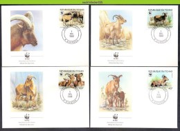 Mrn074fb WWF FAUNA ZOOGDIEREN 'HERT' BARBARY SHEEP MAMMALS Mähnenspringer  TCHAD 1988 FDC's - FDC
