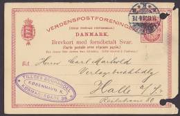 Denmark Postal Stationery Ganzsache Entier TILLGES BOGHANDEL Kjøbenhavn 1910 To HALLE Deutschland (2 Scans) - Postal Stationery