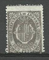 ANDORRA- NO EMITIDOS- 10 Pts. PERFORACIÓN MUY DESPLAZADA VARIEDAD Color Gris Claro El Mismo Color Del Sell1 Psa...( S.2) - Precursori