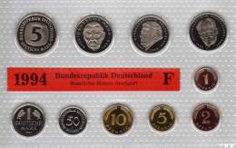 Deutschland 1994 Prägeanstalt F Stg 25€ Stempelglanz Kursmünzensatz Der Staatlichen Münze Stuttgart Set Coin Of Germany - Münz- Und Jahressets