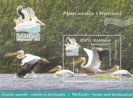 BIRDS,PELICANS, OF DANUBE,2012 MNH BLOCK ROMANIA - Pélicans