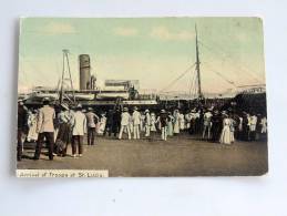 Carte Postale Ancienne : SAINTE-LUCIE : Arrival Of Troops At St. Lucia - St. Lucia