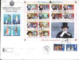 San Marino 2001 FDC Regata Velica 24 Ore San Marino+Foglietto 100 Morte Di Verdi-100 Celebrazioni Malatestiane - Gebraucht