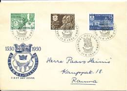 Finland FDC 11-6-1950 Helsinki 400th Anniversary Complete Set With Cachet - FDC