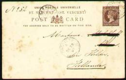 ST. VINCENT 1887 - ENTIRE POSTAL CARD Of Pennyhalfpenny From KINGSTOWN To DEN HELDER, Netherlands - St.Vincent (...-1979)