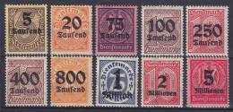 Deutsches Reich 1923 Mi. 89-98 Dienstmarken Overprinted Complete Set MNH** / MH* - Dienstmarken