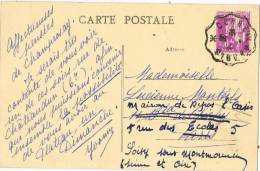 Postal Ambulant CORBEUIL A ARLES 1943. Reexpedite. Vista Champrosay - Storia Postale