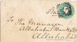 0452. Carta Entero Postal GHAZIPUR A ALLAHABAD (India) 1893 - 1882-1901 Impero