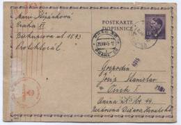 GERMANY, Third Reich, WW2 - Praha, Prag, Protectorat, 1943. Postal Stationery. Censorship, Traveled To Osijek / NDH - Cartas & Documentos