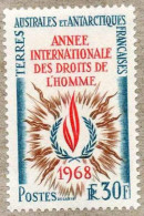 1968 Année Internationale Des Droits De L'Homme : Flamme, Laurier - ONU - Ungebraucht