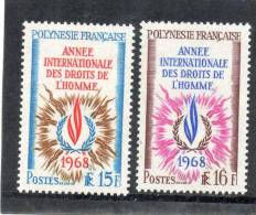 1968 Année Internationale Des Droits De L´Homme : Flamme, Laurier - ONU - Nuevos