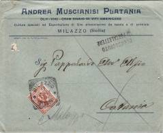 MILAZZO / CATANIA  17.2.1913 - Cover_ Lettera Pubbl. Con Listino " Andrea MUSCIANISI PLATANI - Olii_Vini -" - Cent. 2 - Reklame