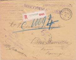 Belgique - Lettre Recommandée De 1920 - Oblitération Poperinghe Et Waasten  - Franchise De Port - Lettres & Documents