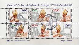 Papst Paul II. 1982 In Portugal Block 36 O 10€ Papstbesuch Joao Paulo Bf Lisboa Church Bloc Architectur Sheet Of Europa - Usado