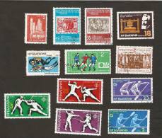 4. Bulgaria, LOT Set Of 12 - 1976 1974 Football 1977 - 1986 Sport 1971 Building 1973 Divers Diving 1978 Sofia 1979 - Usati