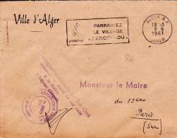 ALGERIE - 1961 - ENVELOPPE En FRANCHISE De La COMMUNE De ALGER Avec MECA "KANGOUROU" - Briefe U. Dokumente