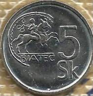 SLOVAKIA 5 KORUNAS MAN HORSE ANIMAL FRONT SHIELD BACK 1994 KM(?) UNC READ DESCRIPTION CAREFULLY !!! - Slovakia