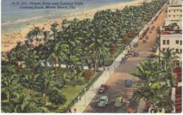 Miami Beach FL Florida, Ocean Drive & Lummus Park On 1940s Vintage Curteich Linen Postcard - Miami Beach