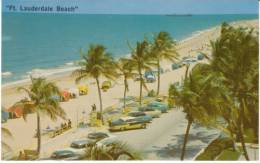 Fort Lauderdale FL Florida, Beach Scene, Great 1950s Autos, C1950sVintage Postcard - Fort Lauderdale